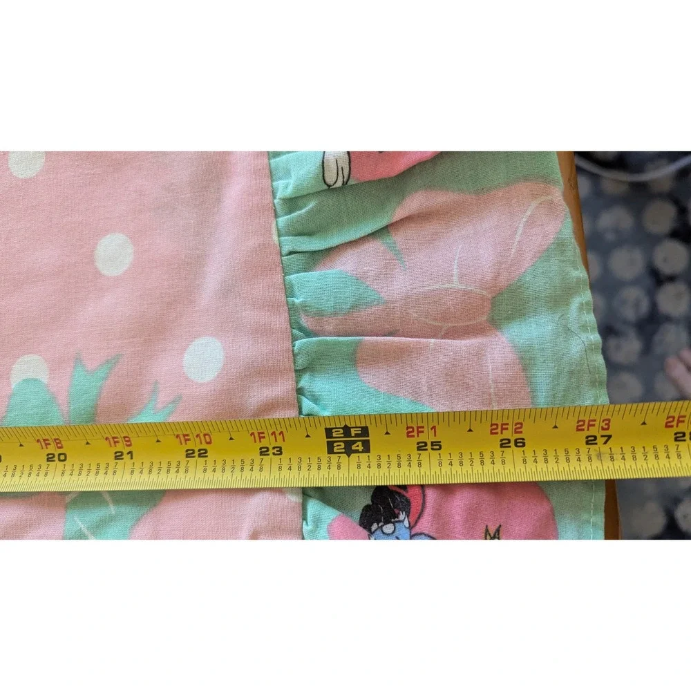 Vintage Disney Minnie Mouse Ruffled Pillow Sham Pink Teal Polka Dot Bows 90s